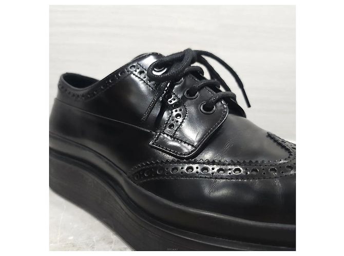 Prada Scarpe Derby in pelle spazzolata Nero - vista 7