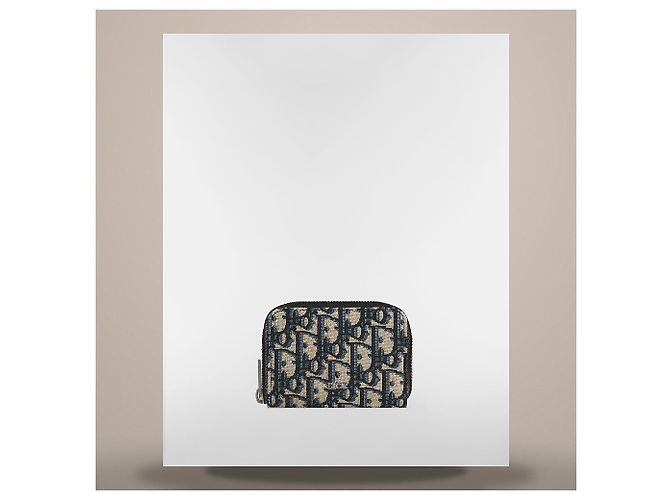 Dior Zipper Coin Purse Beige Black Oblique Jacquard - view 2