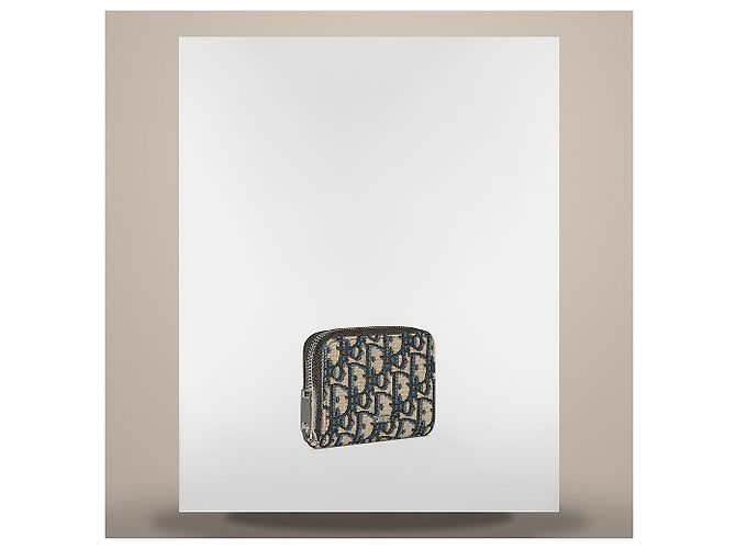 Dior Zipper Coin Purse Beige Black Oblique Jacquard - view 3