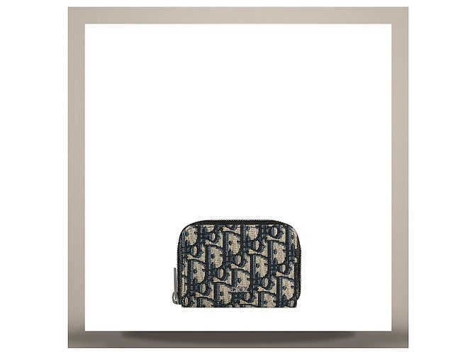 Dior Zipper Coin Purse Beige Black Oblique Jacquard - view 4