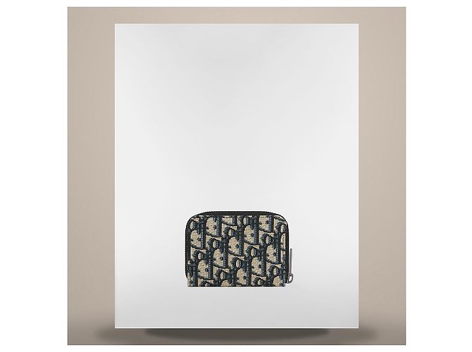Dior Zipper Coin Purse Beige Black Oblique Jacquard - view 6