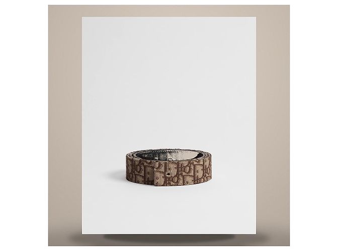 Dior Reversible Belt Strap Brown Oblique Jacquard Black Calfskin - Ansicht 2