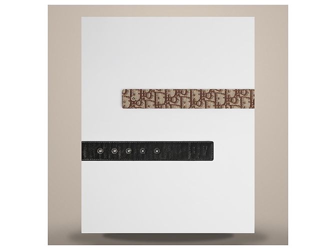 Dior Reversible Belt Strap Brown Oblique Jacquard Black Calfskin - Ansicht 3