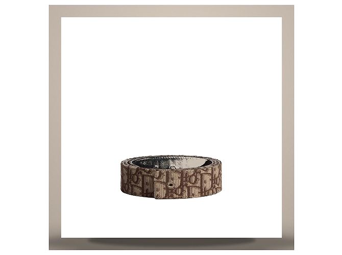 Dior Reversible Belt Strap Brown Oblique Jacquard Black Calfskin - Ansicht 4