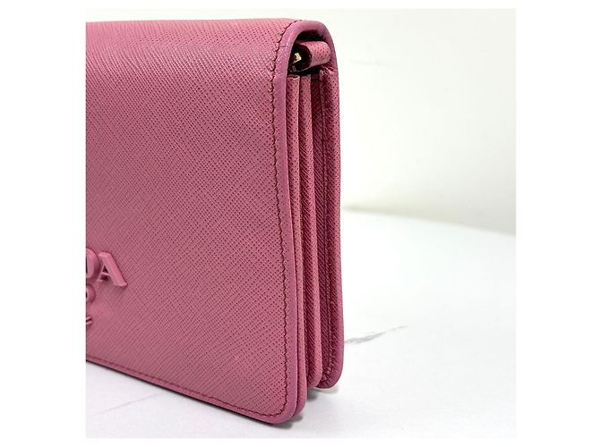 Prada Borsa crossbody con catena in Saffiano Rosa - vista 7