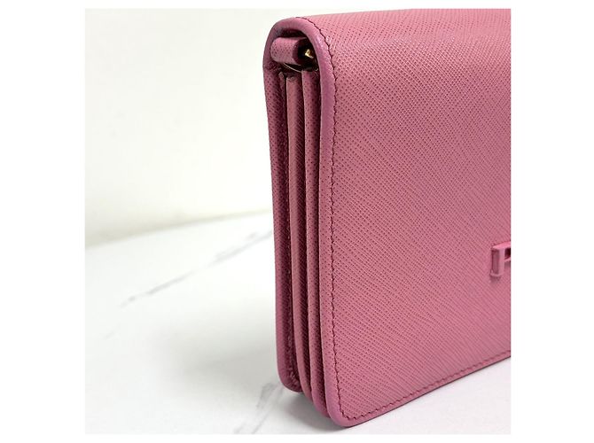 Prada Borsa crossbody con catena in Saffiano Rosa - vista 8