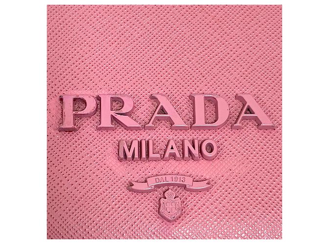 Prada Borsa crossbody con catena in Saffiano Rosa - vista 9