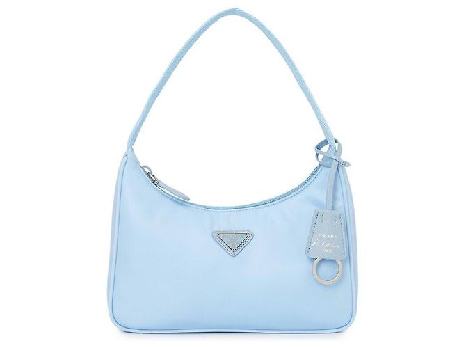 Prada Borsa Hobo Re-Nylon Blu Cielo - vista 10