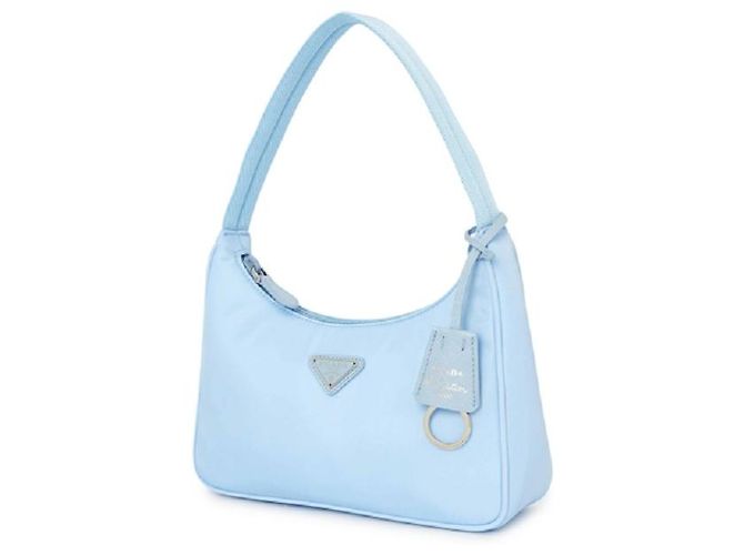 Prada Borsa Hobo Re-Nylon Blu Cielo - vista 12