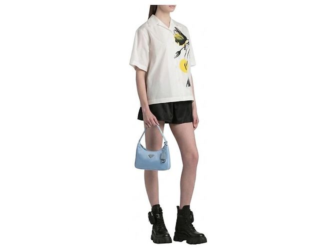 Prada Borsa Hobo Re-Nylon Blu Cielo - vista 16
