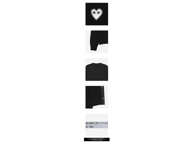 Comme Des Garcons Strickcardigan mit weißen Herzen Schwarz AX - Ansicht 2