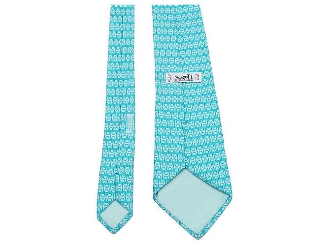 Hermès Cravatta in seta con motivo Chandal blu - vista 5