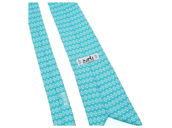 Hermès Cravatta in seta con motivo Chandal blu - vista 6