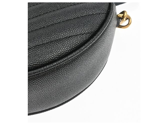 Saint Laurent Vinyle Round Camera Matelasse Chevron Leather Nero - vista 7