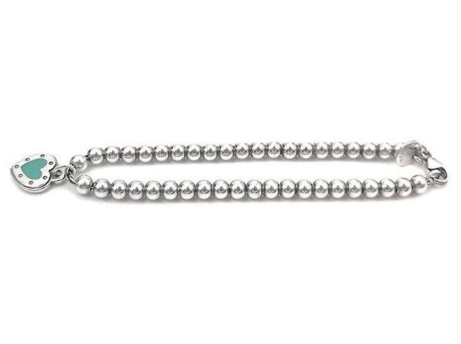 Tiffany & Co Bracciale a perle con ciondolo cuore Return to Heart in argento - vista 2