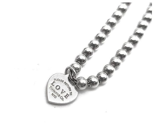 Tiffany & Co Bracciale a perle con ciondolo cuore Return to Heart in argento - vista 5