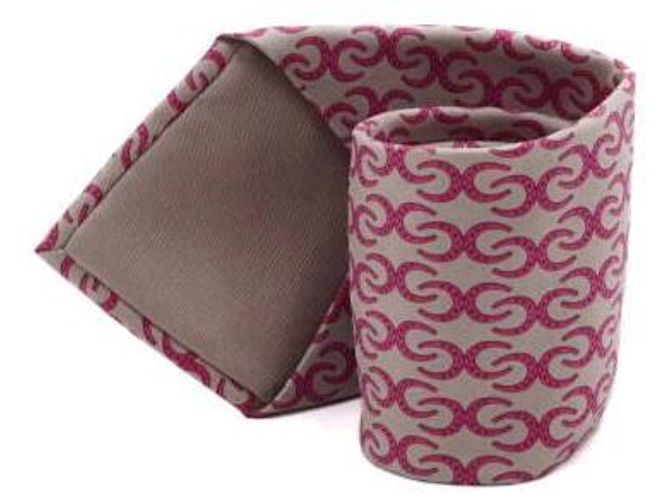 Hermès Cravatta in seta da uomo color rosa con logo Horsebit - vista 2