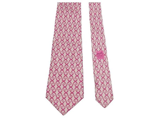 Hermès Cravatta in seta da uomo color rosa con logo Horsebit - vista 3