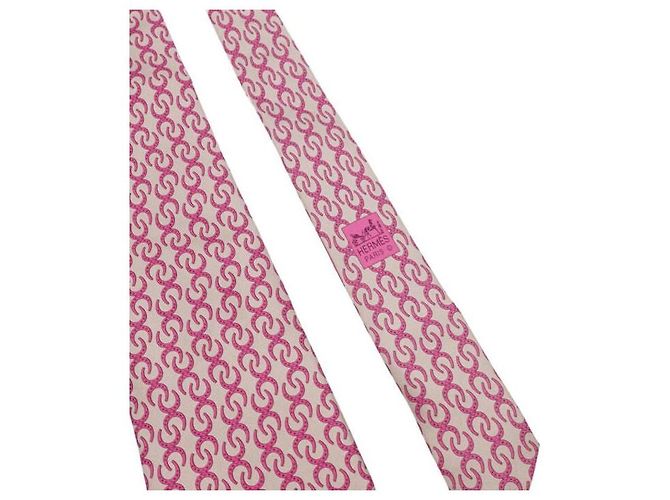 Hermès Cravatta in seta da uomo color rosa con logo Horsebit - vista 4
