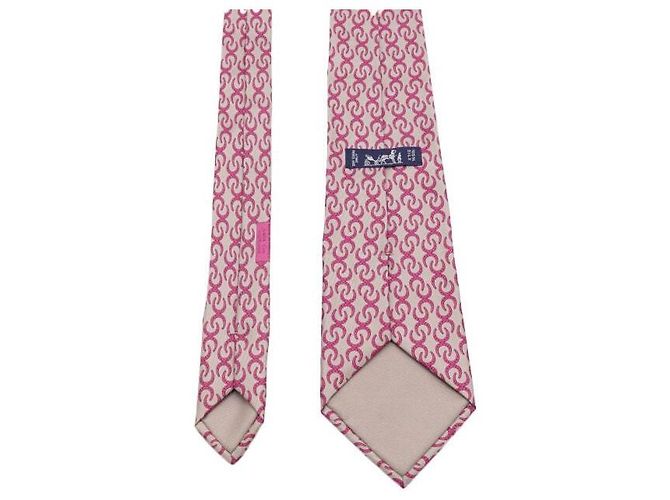 Hermès Cravatta in seta da uomo color rosa con logo Horsebit - vista 5