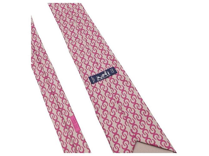 Hermès Cravatta in seta da uomo color rosa con logo Horsebit - vista 6