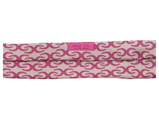 Hermès Cravatta in seta da uomo color rosa con logo Horsebit - vista 7