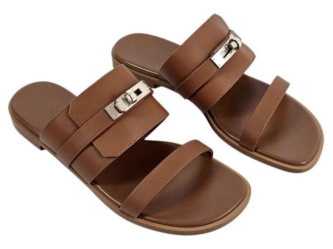 Hermès Sandali ciabatte Kelly da donna Gold D'oro - vista 9