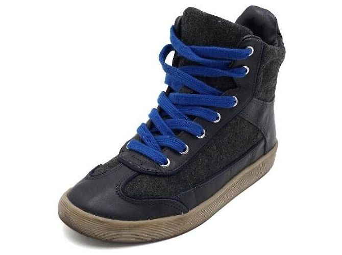 Tory Burch Sneakers alte da donna in pelle e camoscio blu navy - vista 2