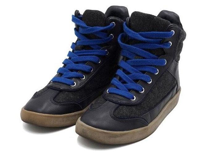 Tory Burch Sneakers alte da donna in pelle e camoscio blu navy - vista 3
