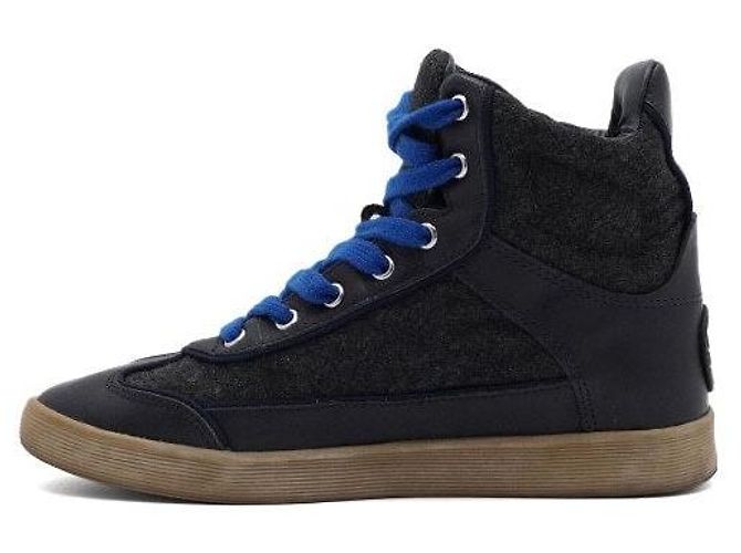Tory Burch Sneakers alte da donna in pelle e camoscio blu navy - vista 4