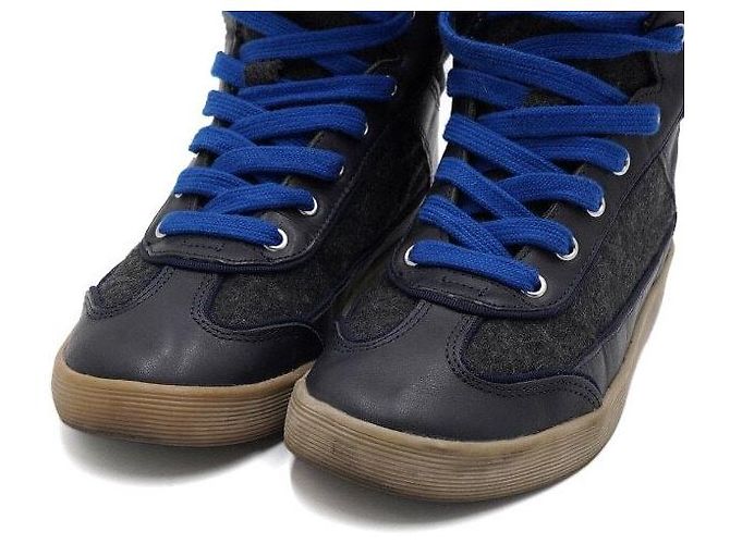 Tory Burch Sneakers alte da donna in pelle e camoscio blu navy - vista 5