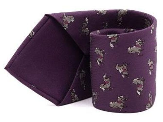 Hermès Pattern Silk Men's Tie Purple - view 2