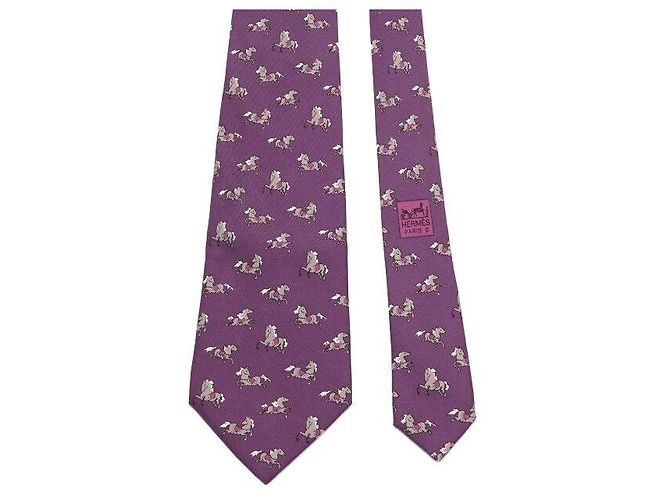 Hermès Pattern Silk Men's Tie Purple - view 3