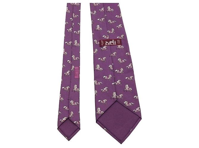 Hermès Pattern Silk Men's Tie Purple - view 5