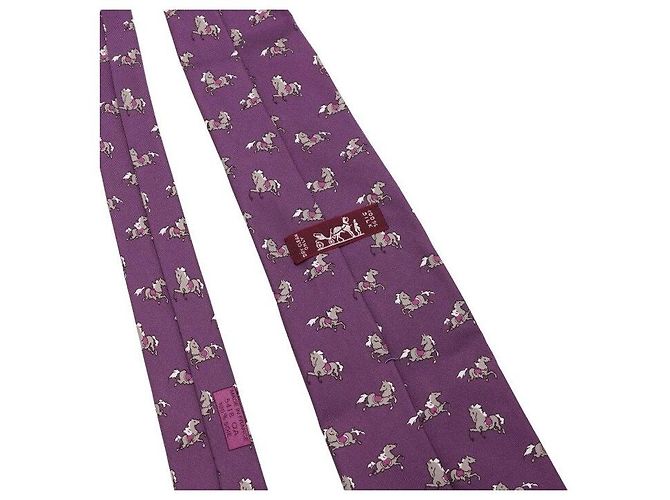 Hermès Pattern Silk Men's Tie Purple - view 6