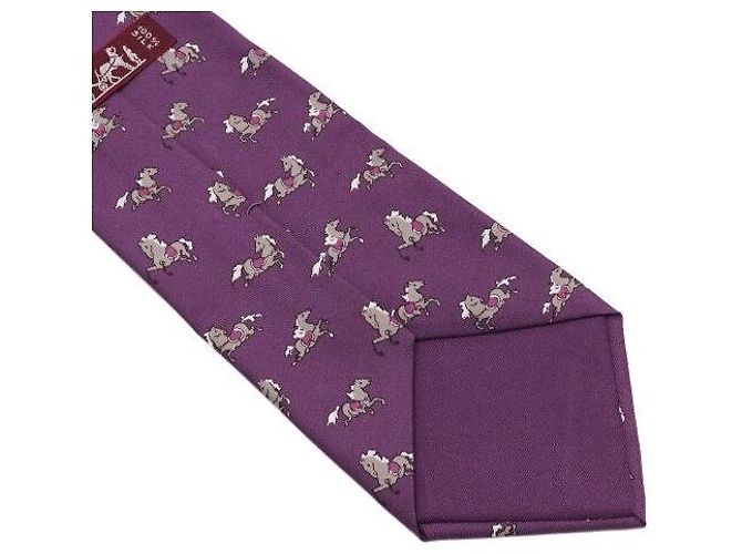 Hermès Pattern Silk Men's Tie Purple - view 8