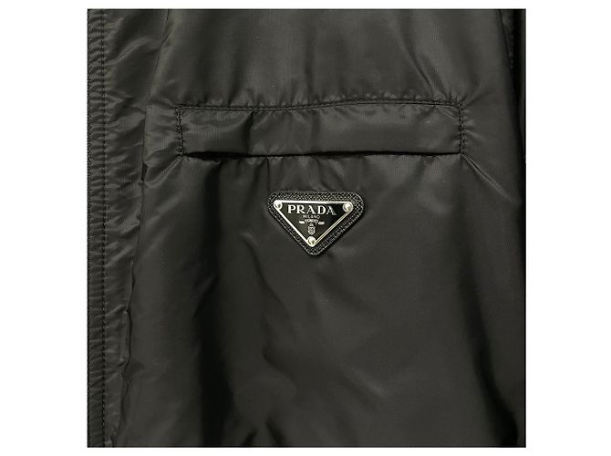 Prada Reversible Triangle Logo Nappa Leather Bomber Jacket Black - view 6