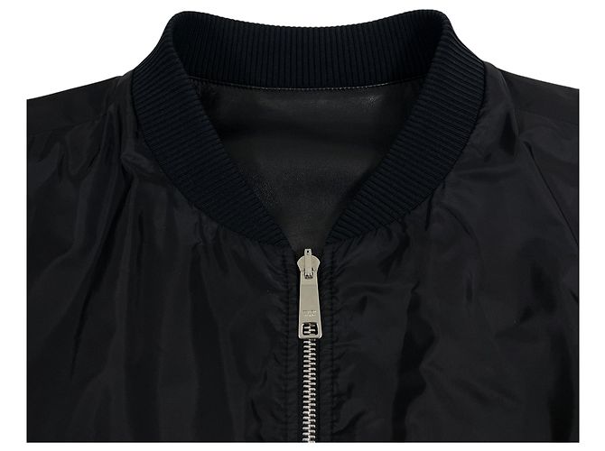 Prada Reversible Triangle Logo Nappa Leather Bomber Jacket Black - view 7