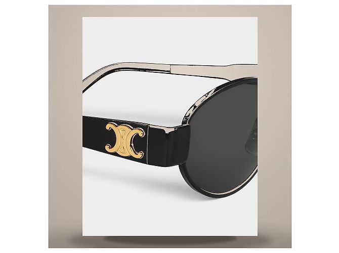 Céline Óculos de sol Triomphe Metal Black Smoke - view 5