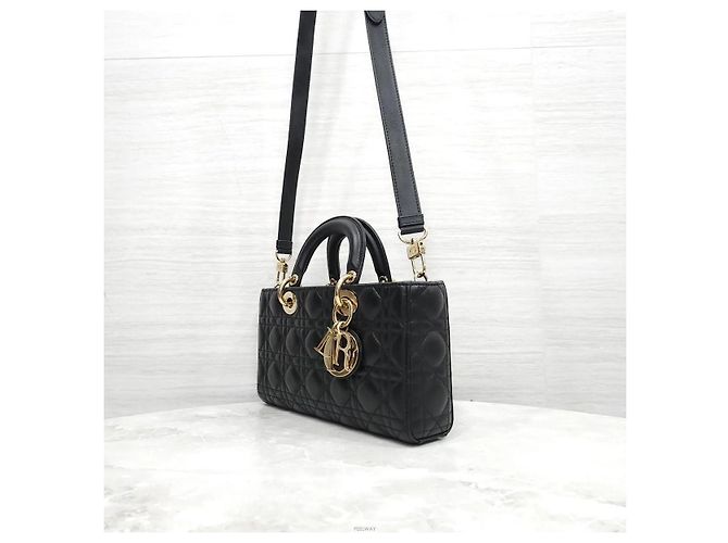 Dior Borsa Medium Pelle di Agnello Cannage Nera Nero - vista 2
