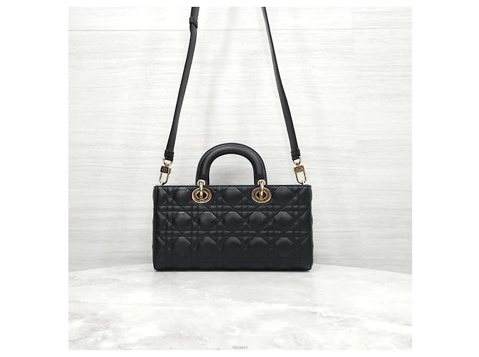 Dior Borsa Medium Pelle di Agnello Cannage Nera Nero - vista 3