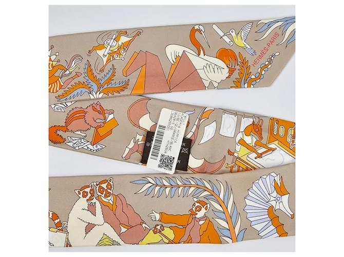 Hermès Foulard in seta Twilly da donna Marrone - vista 12