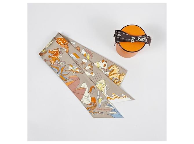 Hermès Foulard in seta Twilly da donna Marrone - vista 14