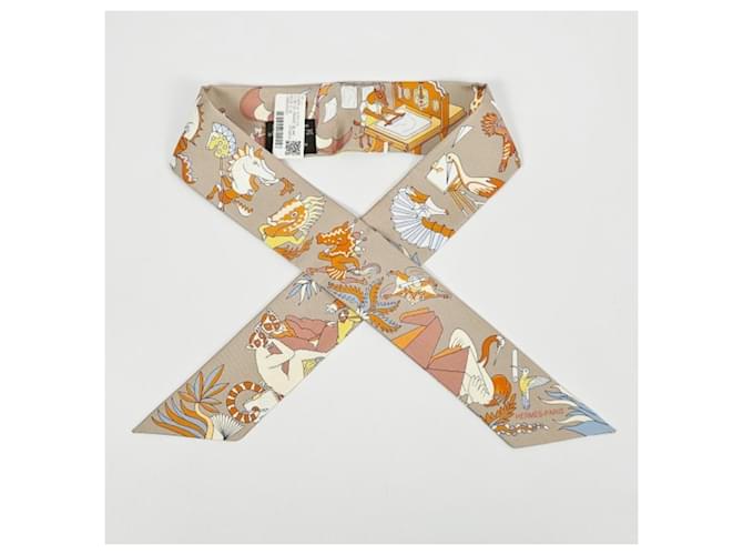 Hermès Foulard in seta Twilly da donna Marrone - vista 7