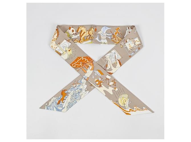 Hermès Foulard in seta Twilly da donna Marrone - vista 8