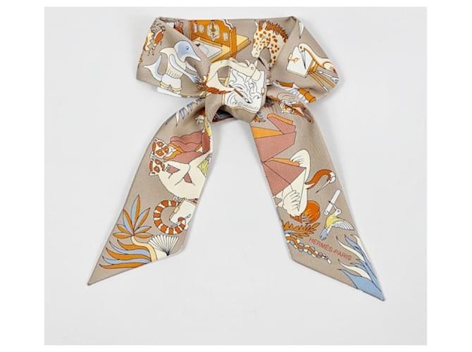 Hermès Foulard in seta Twilly da donna Marrone - vista 9