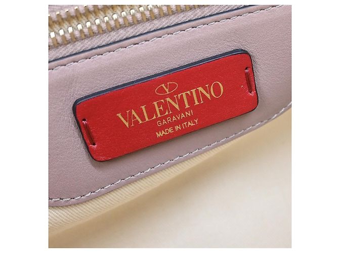 Valentino Garavani Rockstud Top Handle Leather Small Beige - vista 4