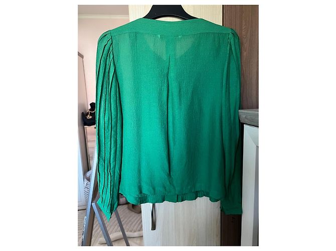 Blusa plisada de seda verde Diane von Furstenberg - vista 2