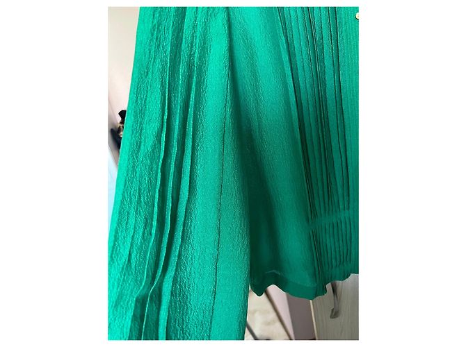 Blusa plisada de seda verde Diane von Furstenberg - vista 4