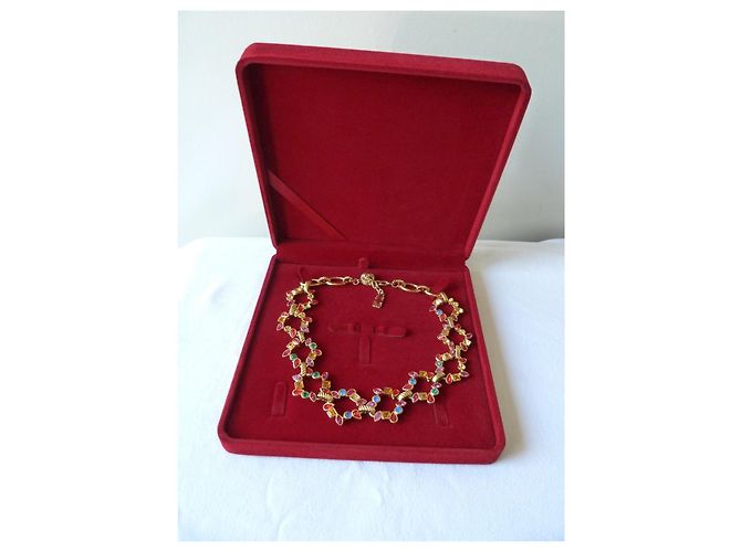 Collana Yves Saint Laurent in metallo dorato e pietre multicolore D'oro - vista 3